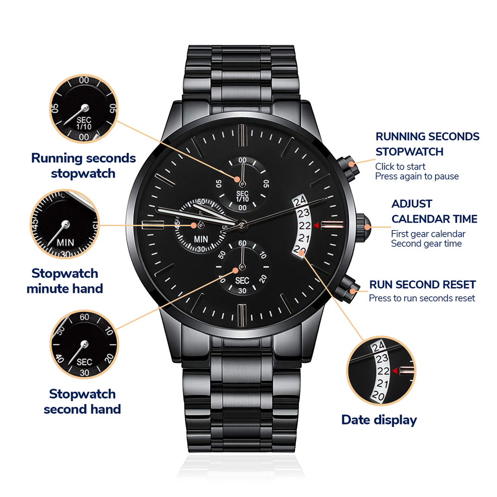 Custom Engraved Chronograph Watch – Personalized Gift for Him
