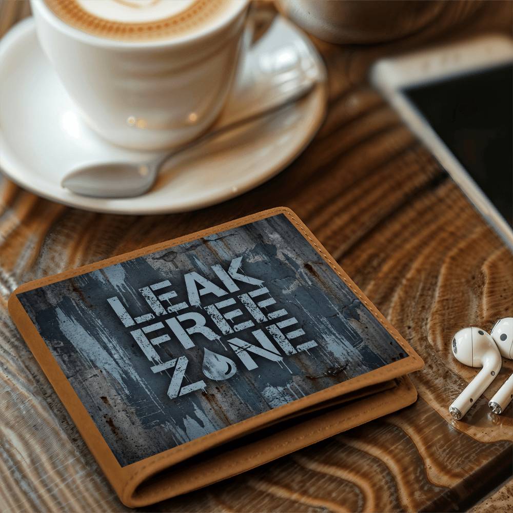Leak Free Zone Leather Wallet — Custom Plumber Gift