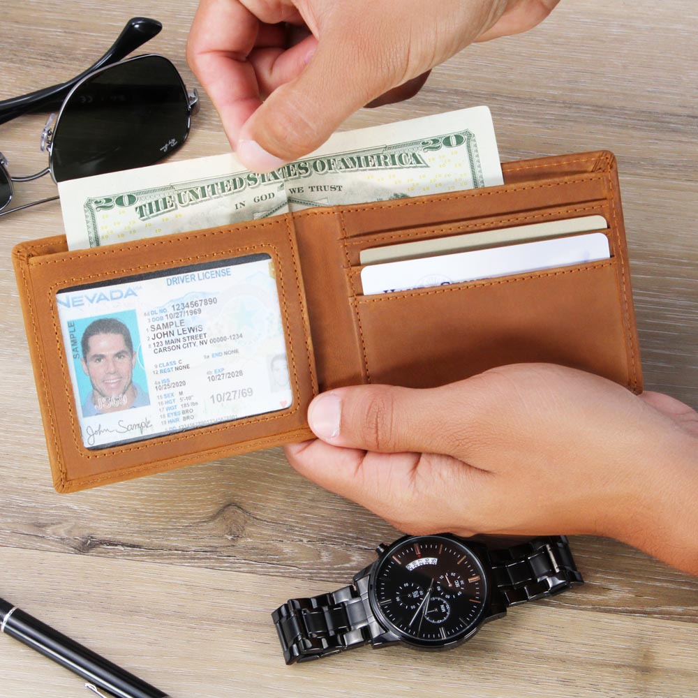 Master of Pipes Leather Wallet — Custom Plumber Gift