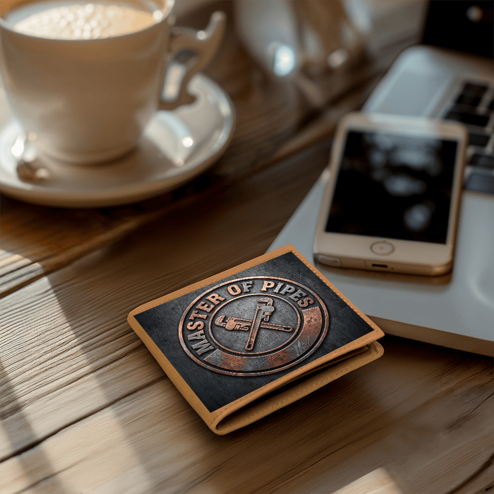 Master of Pipes Leather Wallet — Custom Plumber Gift