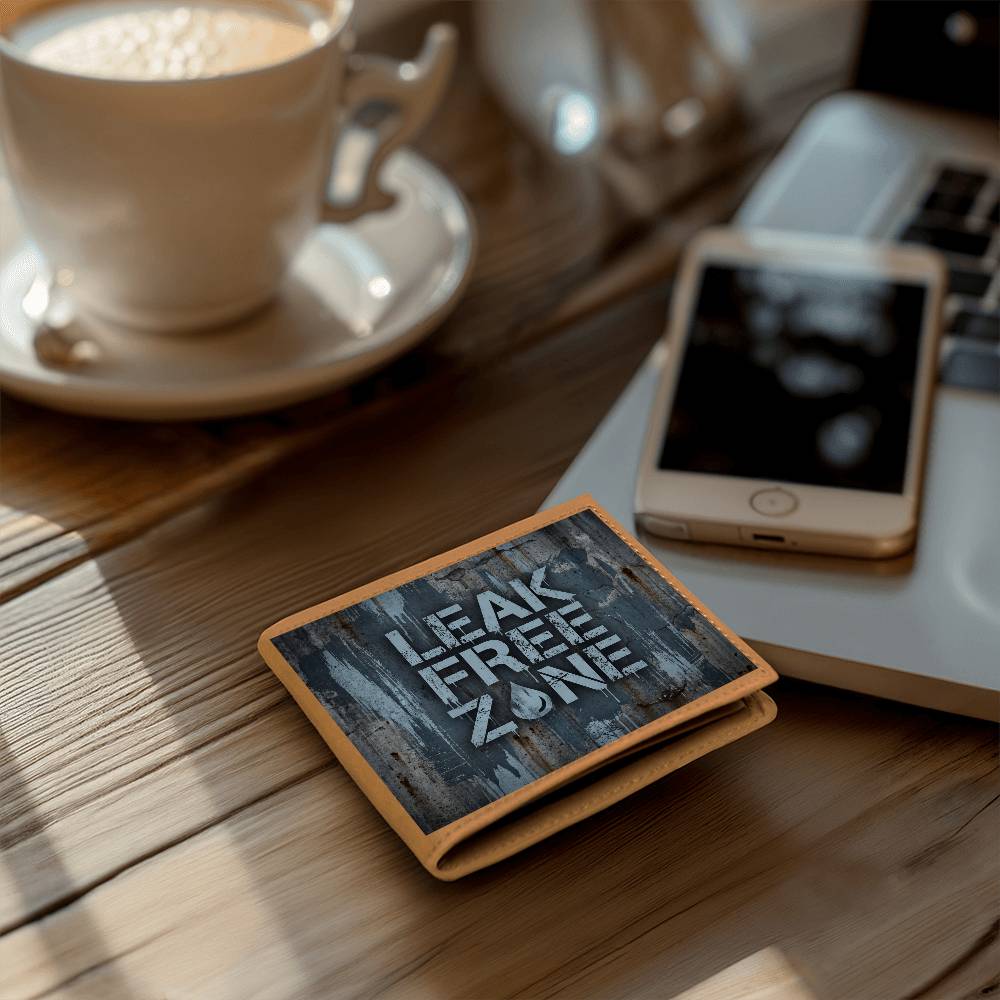 Leak Free Zone Leather Wallet — Custom Plumber Gift