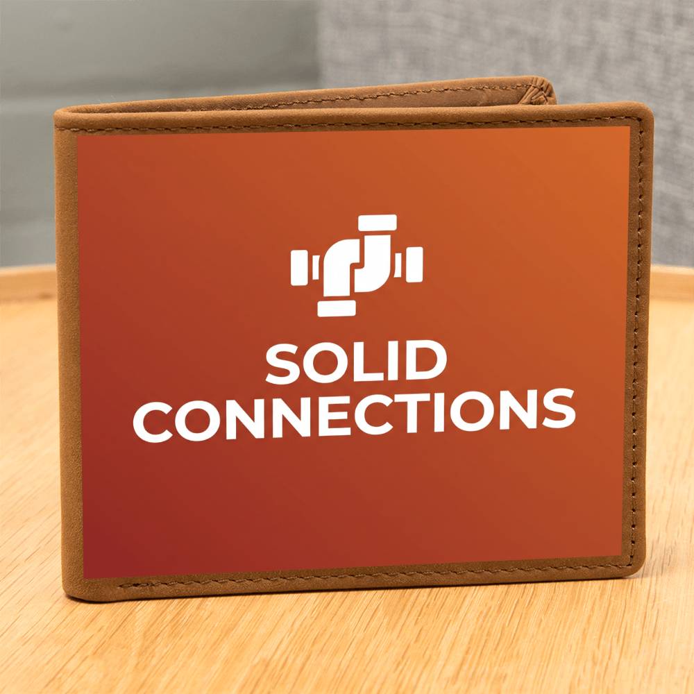 Solid Connections Leather Wallet — Custom Plumber Gift