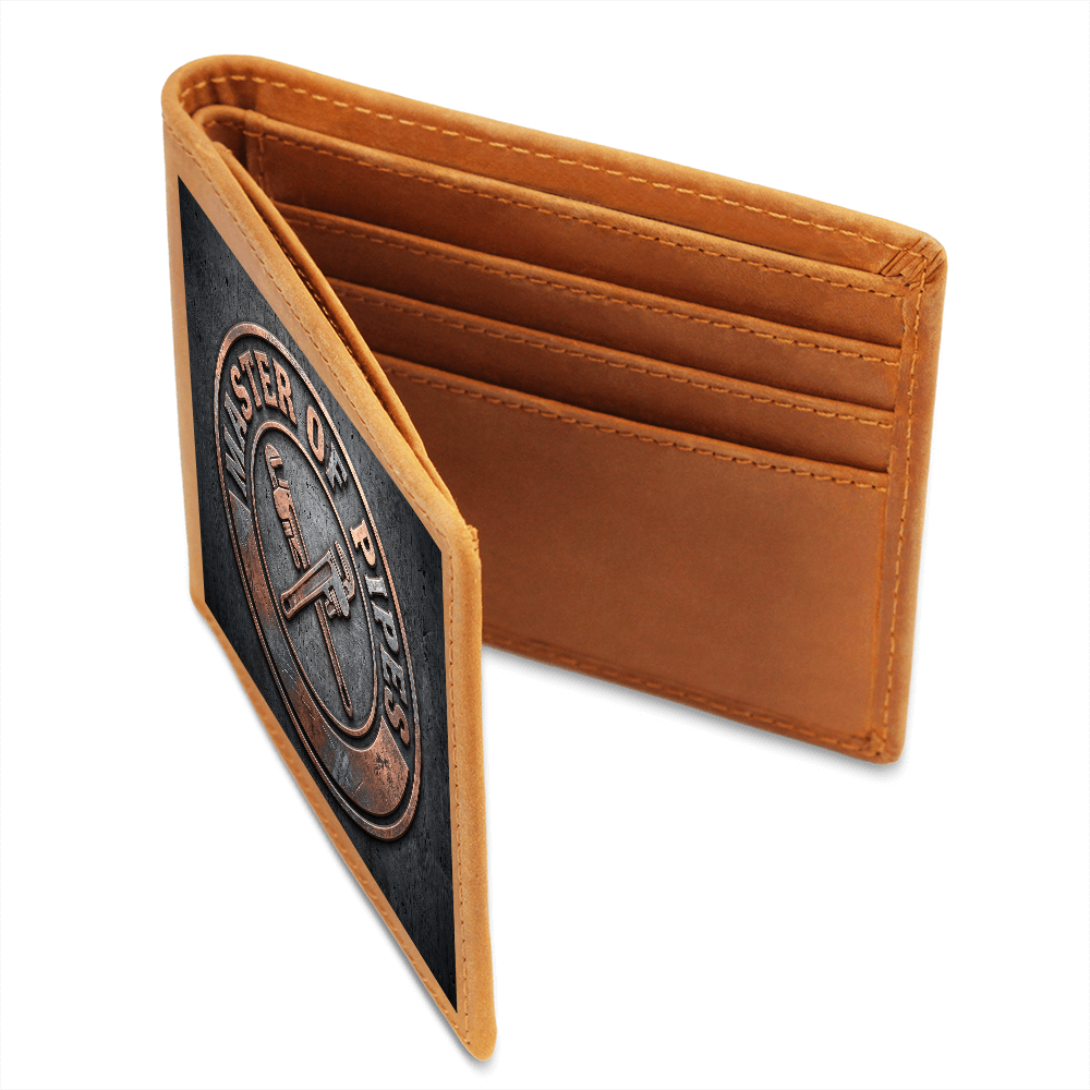 Master of Pipes Leather Wallet — Custom Plumber Gift