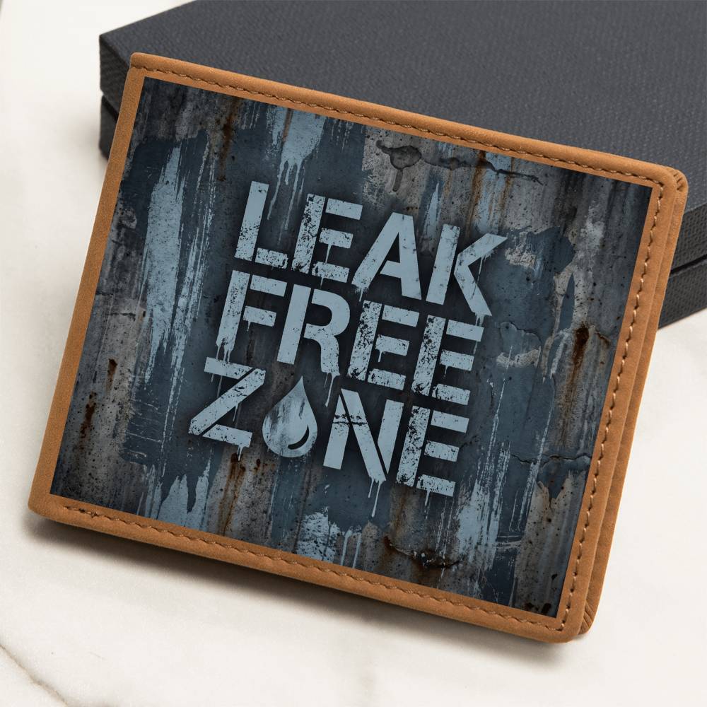 Leak Free Zone Leather Wallet — Custom Plumber Gift