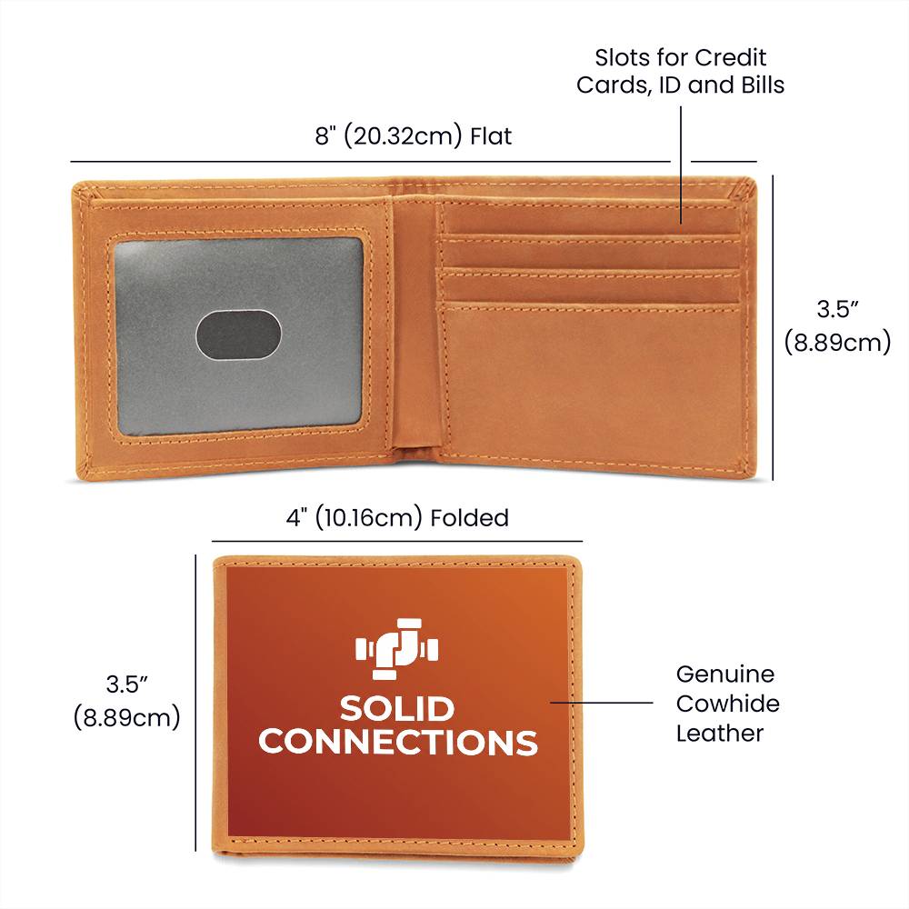 Solid Connections Leather Wallet — Custom Plumber Gift