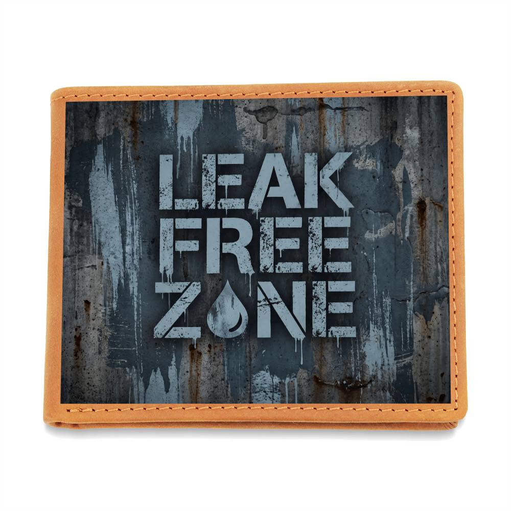 Leak Free Zone Leather Wallet — Custom Plumber Gift