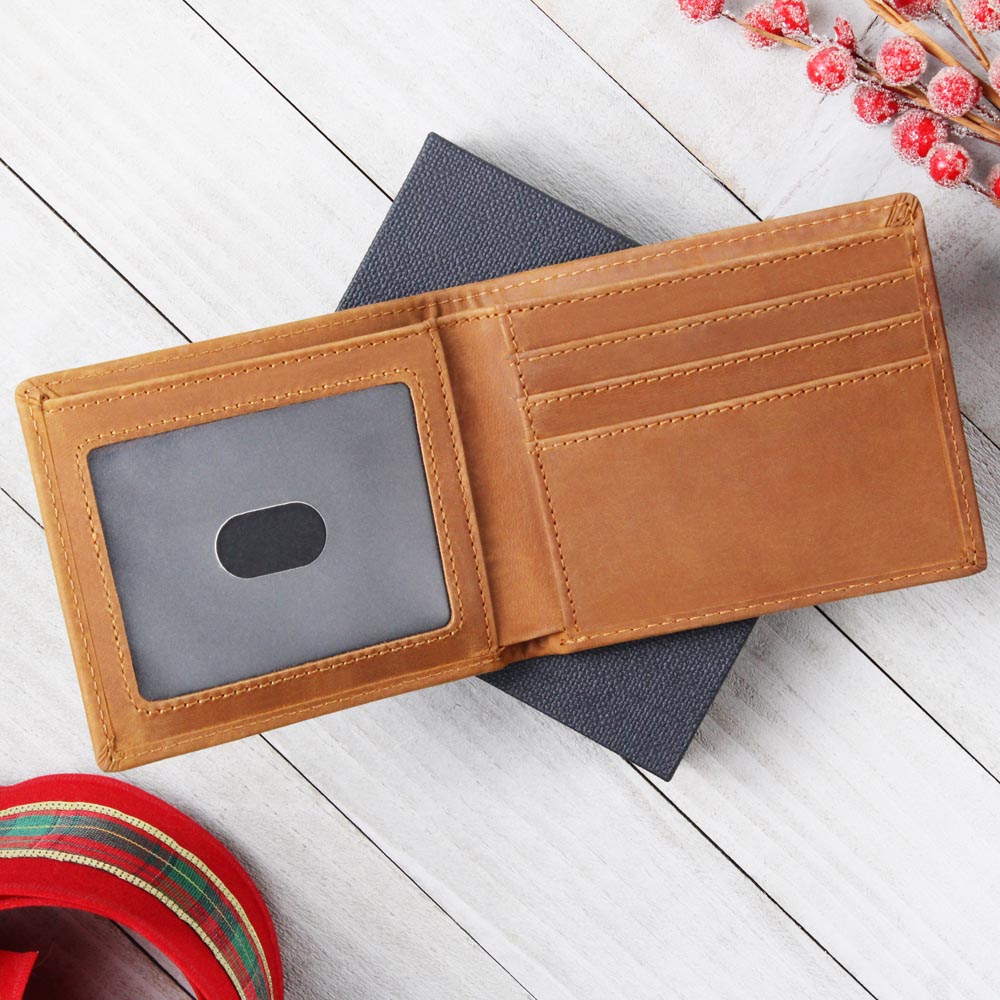 Fear the Wrench Leather Wallet — Custom Plumber Gift for Him