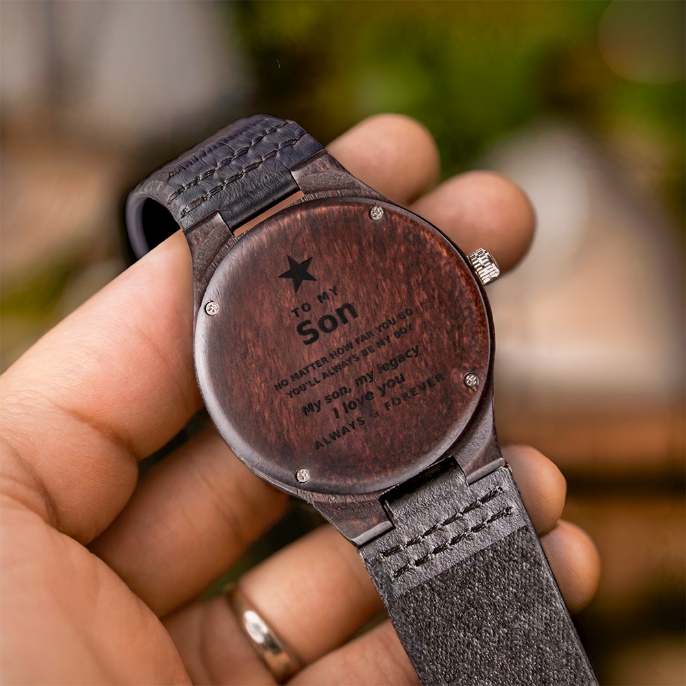 Engraved Wooden Watch for Son – Custom Sandalwood, Personalized Gift