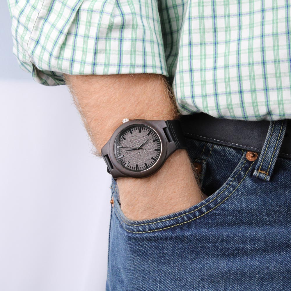 Engraved Wooden Watch For Dad – Custom Sandalwood, Personalized Gift for Him