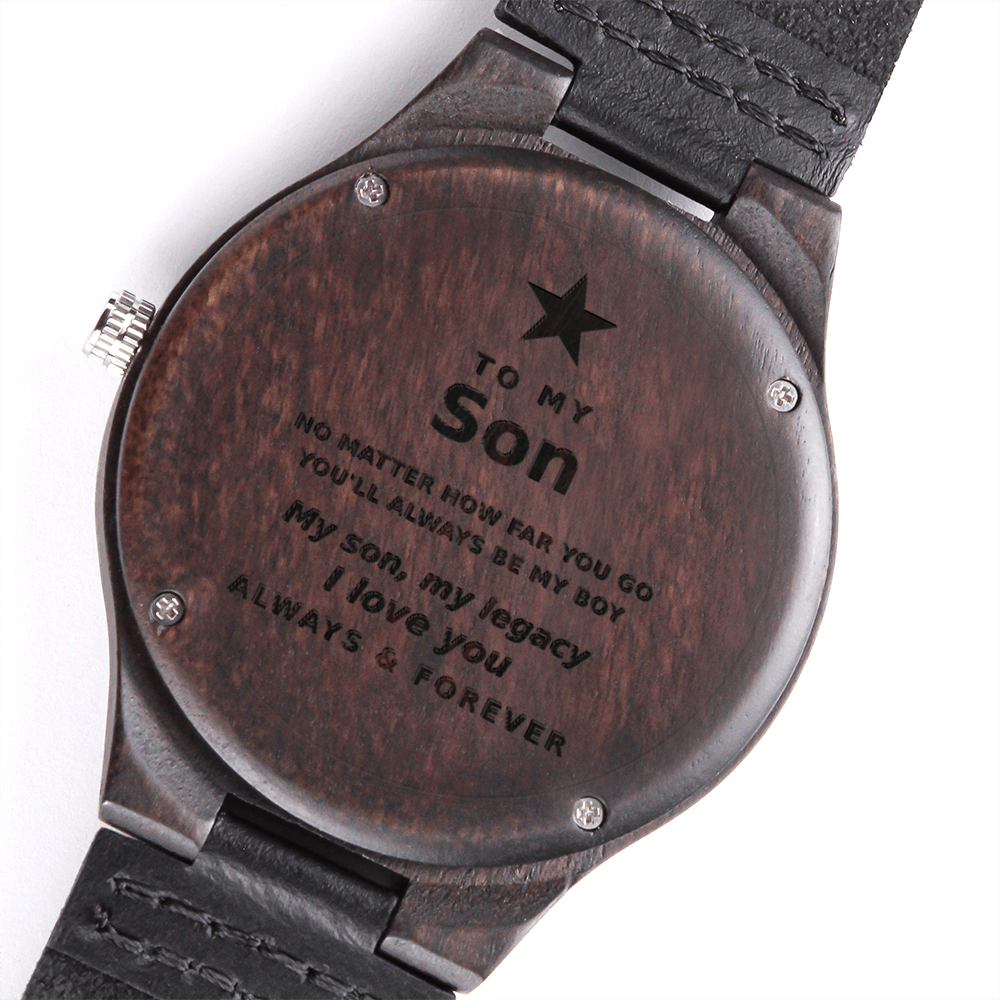 Engraved Wooden Watch for Son – Custom Sandalwood, Personalized Gift