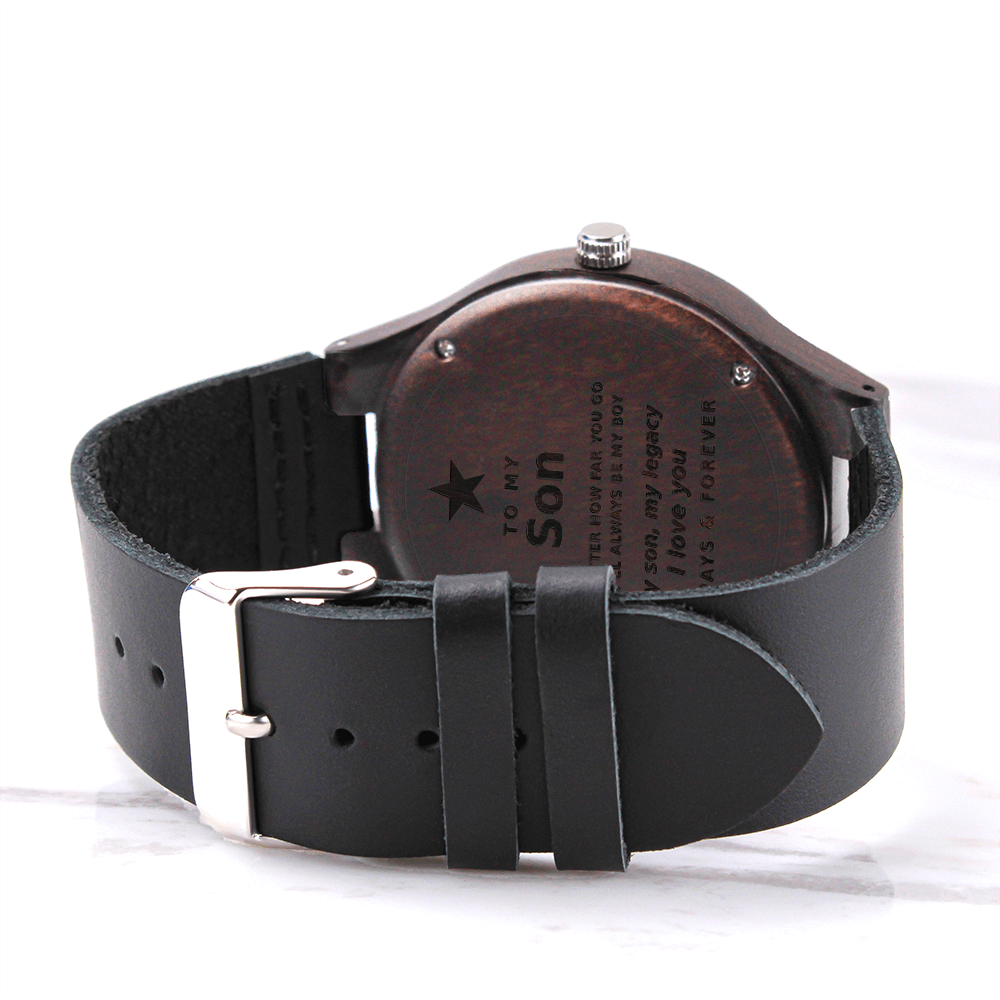 Engraved Wooden Watch for Son – Custom Sandalwood, Personalized Gift