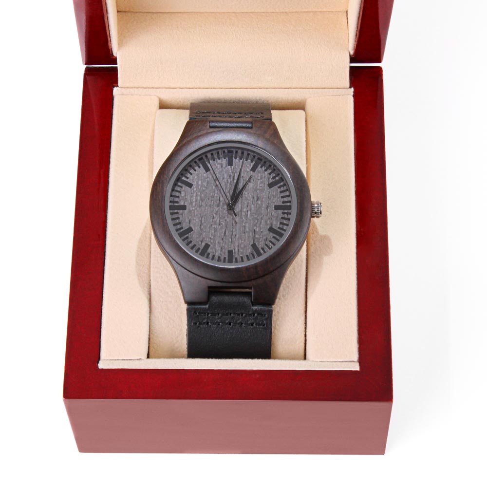 Custom Wooden Watch for Son – Engraved Sandalwood, Leather band