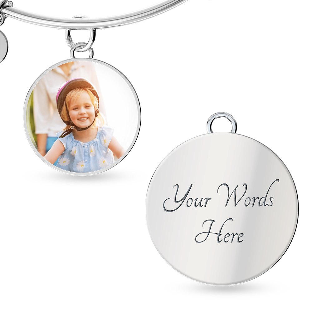 Personalized Photo Bangle Bracelet – Custom Photo & Engraving