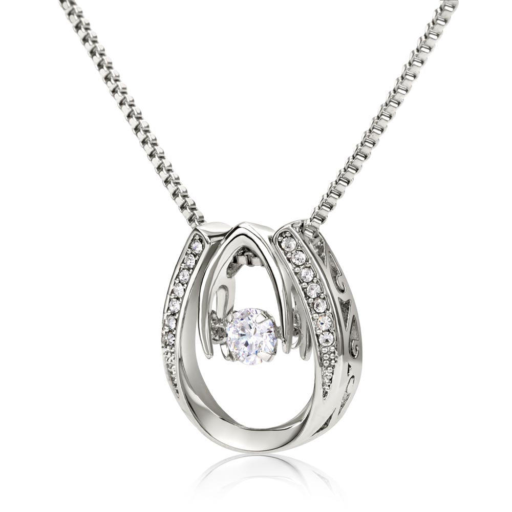 Forever Lucky - CZ Pendant Necklace – White Gold Finish