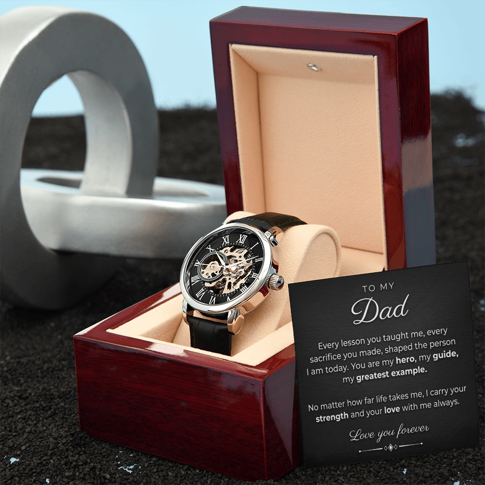 Men's Classic Skeleton Watch – Automatic, Water Resistant, Leather Band ,