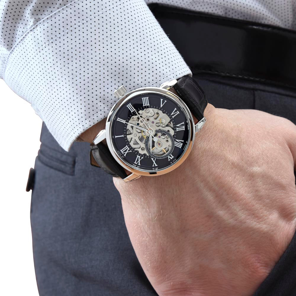 Men's Classic Skeleton Watch – Automatic, Water Resistant, Leather Band ,