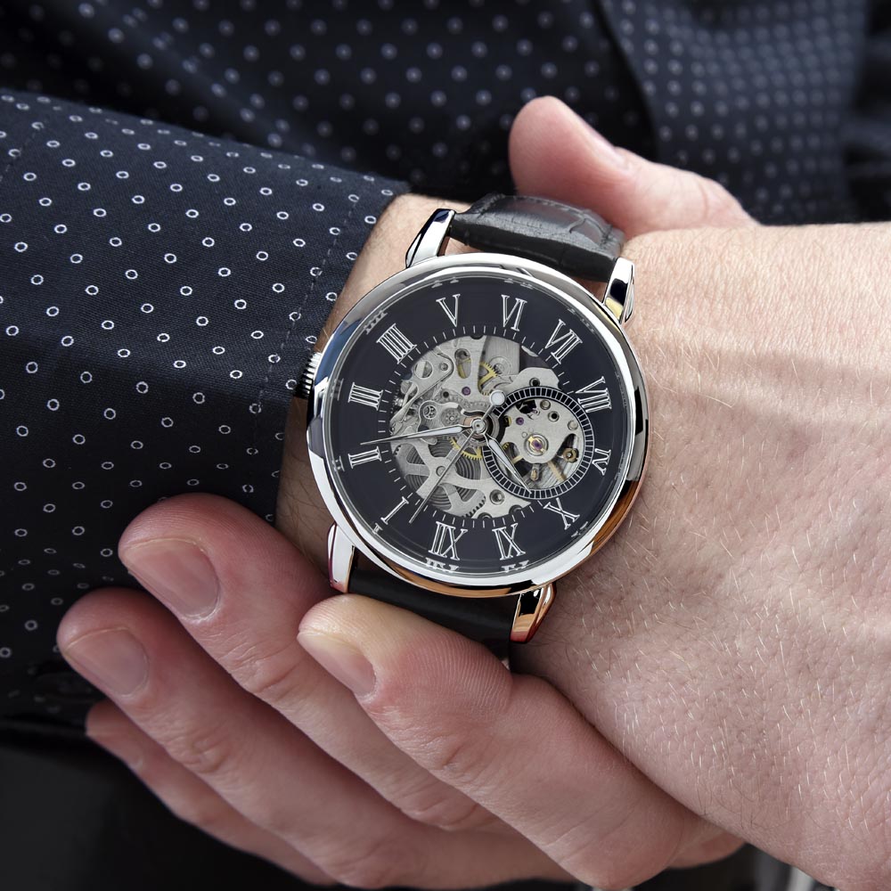 Men's Luxury Skeleton Watch – Automatic, Water Resistant, Leather Band