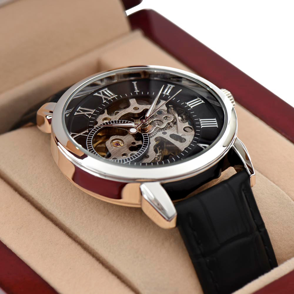 Men's Luxury Skeleton Watch – Automatic, Water Resistant, Leather Band