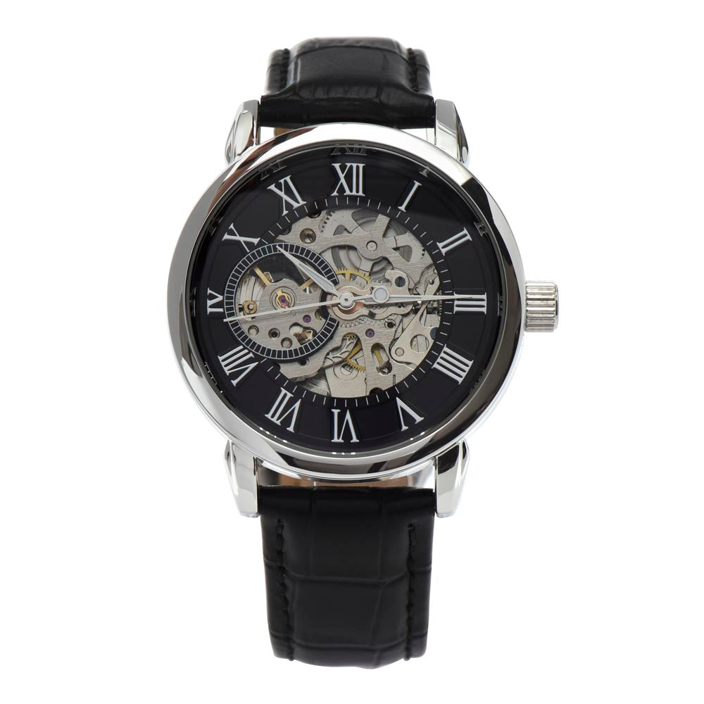 Men's Luxury Skeleton Watch – Automatic, Water Resistant, Leather Band
