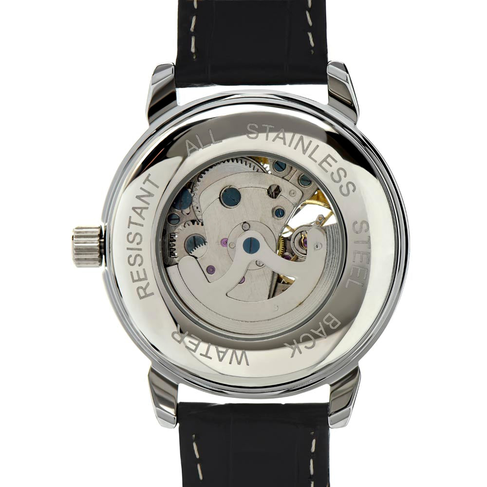 Openwork Automatic Watch for Son – Genuine Leather, Gift Boxed