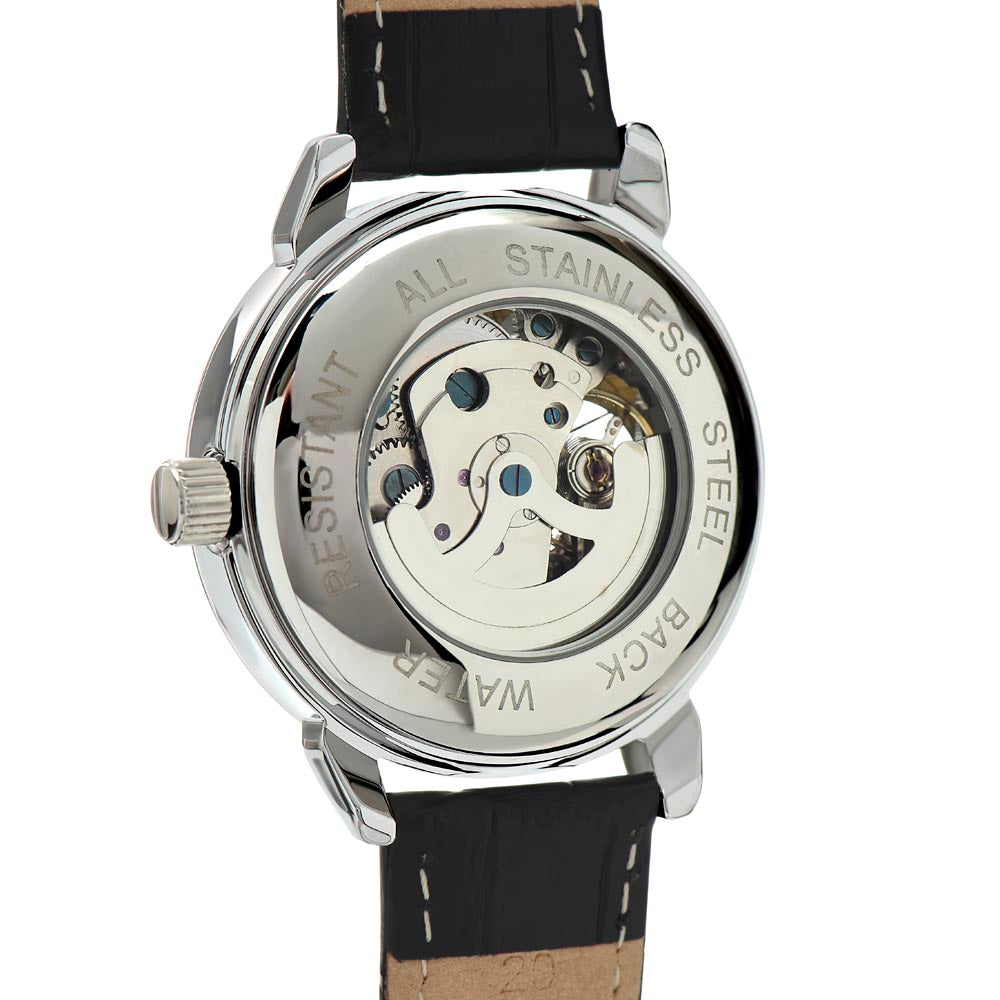 Men's Luxury Skeleton Watch – Automatic, Water Resistant, Leather Band