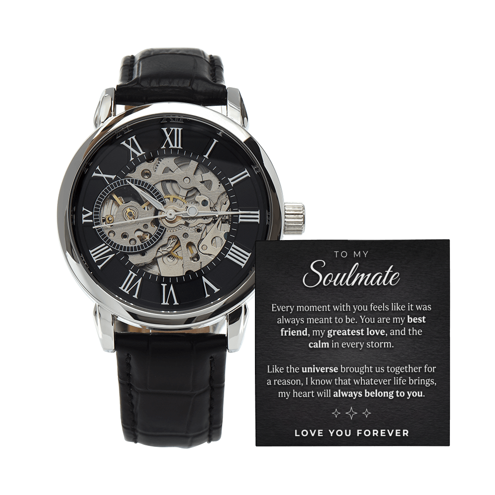 Men's Luxury Skeleton Watch – Automatic, Water Resistant, Leather Band