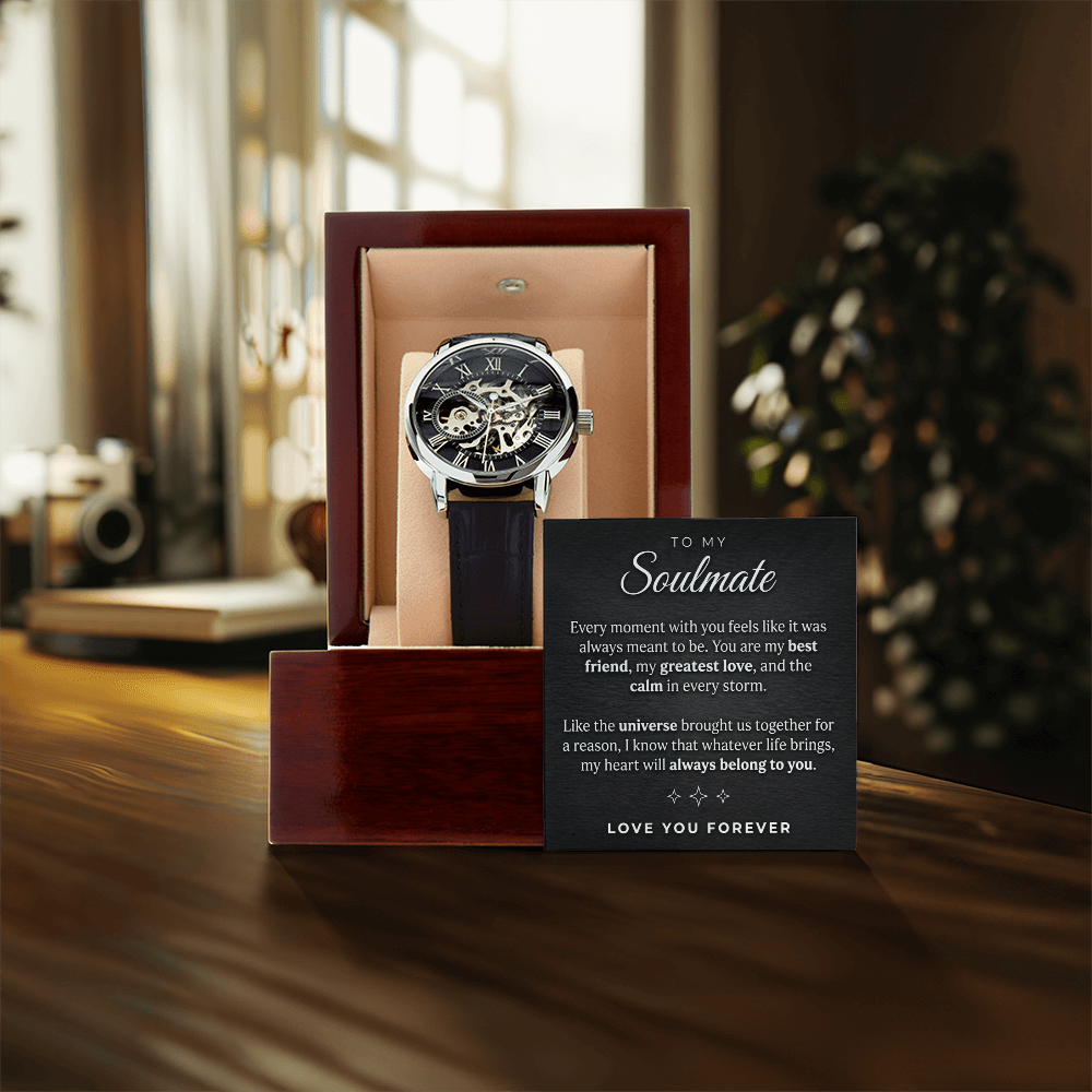 Men's Luxury Skeleton Watch – Automatic, Water Resistant, Leather Band