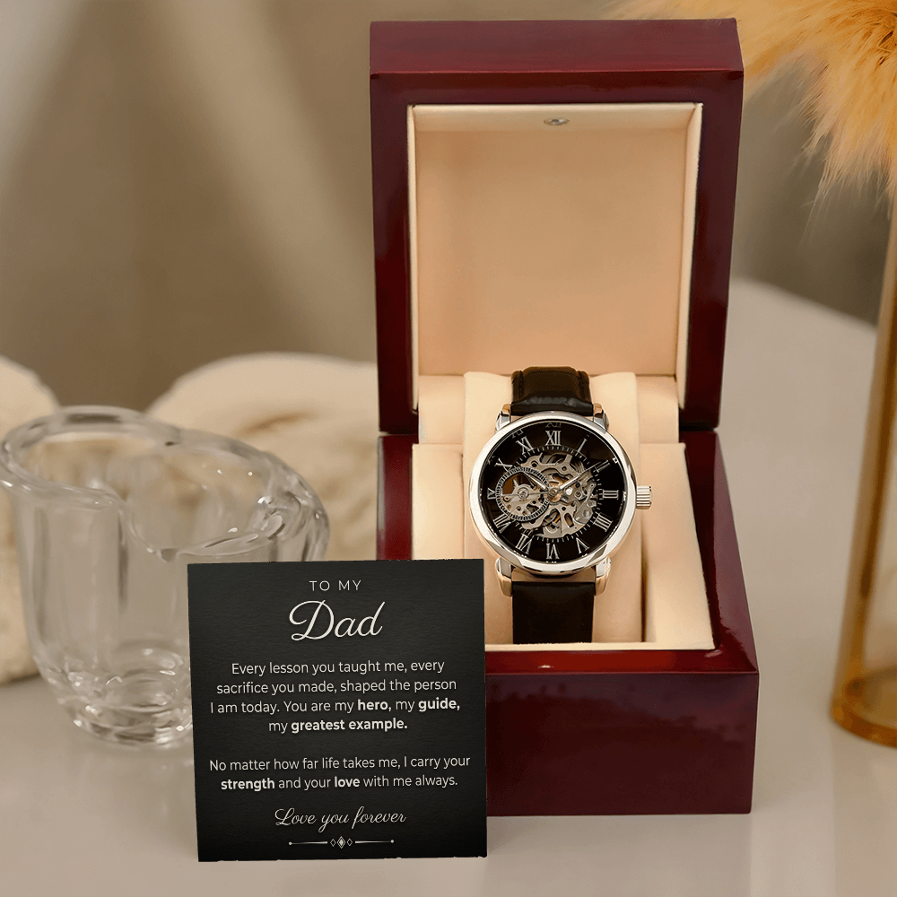 Men's Classic Skeleton Watch – Automatic, Water Resistant, Leather Band ,