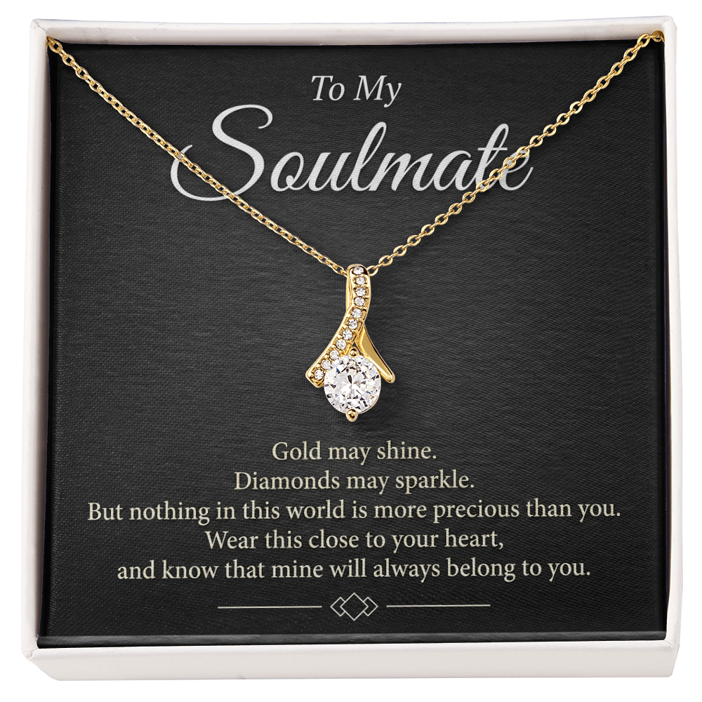 Alluring Beauty Soulmate Necklace - Cubic Zirconia Ribbon Pendant Gift
