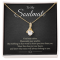 Alluring Beauty Soulmate Necklace - Cubic Zirconia Ribbon Pendant Gift