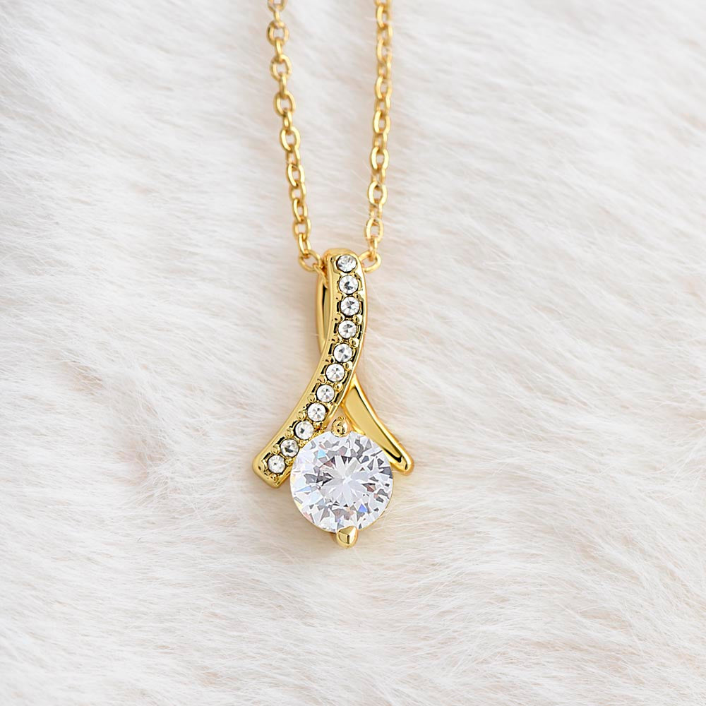 Alluring Beauty Soulmate Necklace - Cubic Zirconia Ribbon Pendant Gift