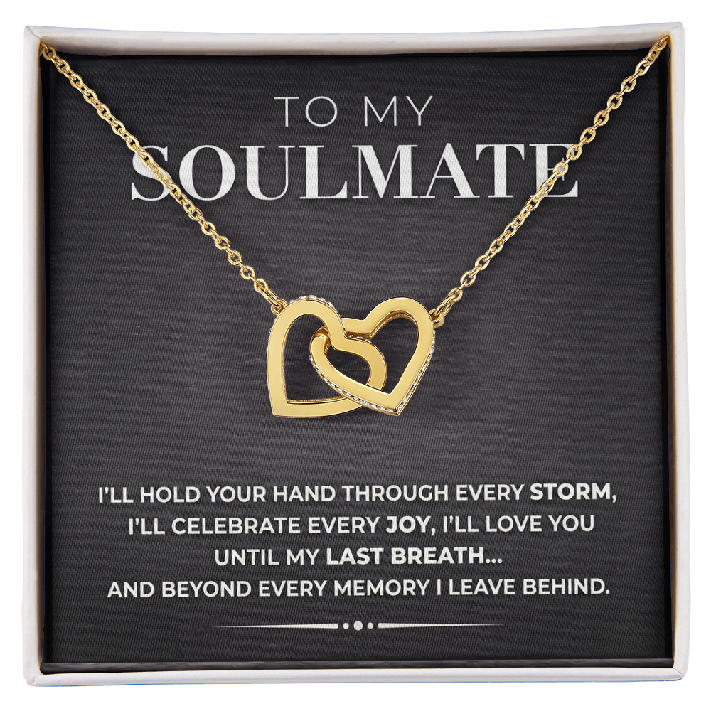 Interlocking Hearts Necklace – Rose Gold & CZ Crystal Gift for Her