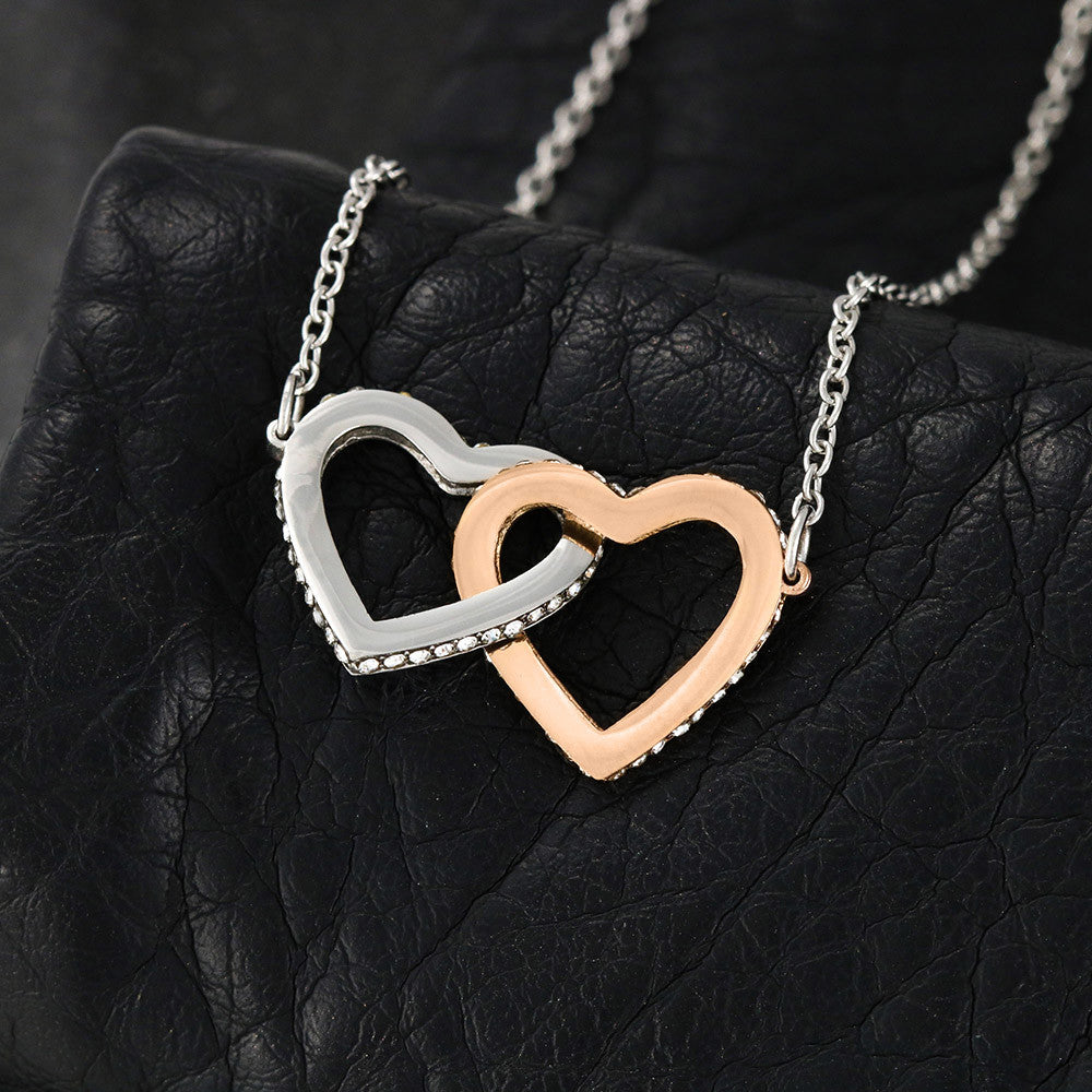 Interlocking Hearts Necklace – Rose Gold & CZ Crystal Gift for Her