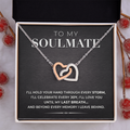 Interlocking Hearts Necklace – Rose Gold & CZ Crystal Gift for Her