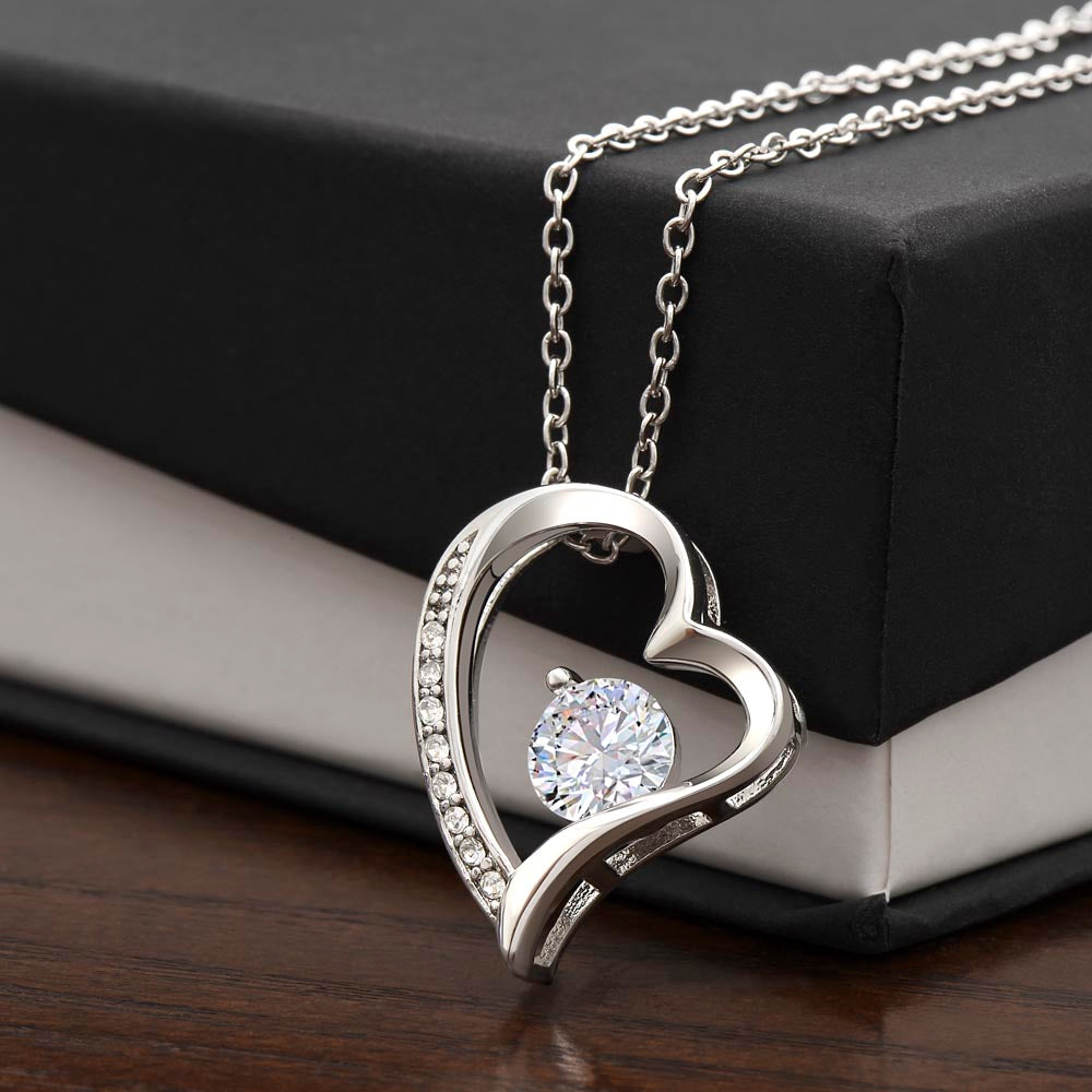 Open Heart Necklace – Gold Finish CZ Pendant with Gift Box