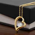 Open Heart Necklace – Gold Finish CZ Pendant with Gift Box