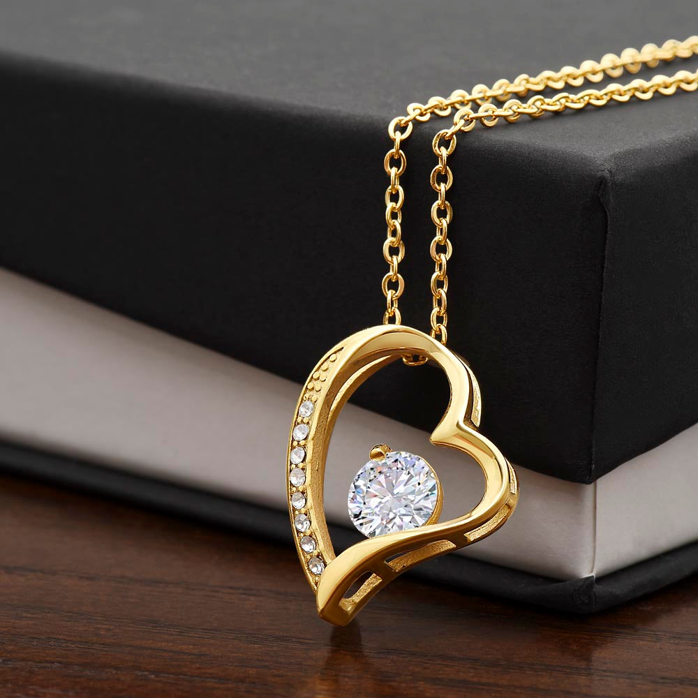 Open Heart Necklace – Gold Finish CZ Pendant with Gift Box