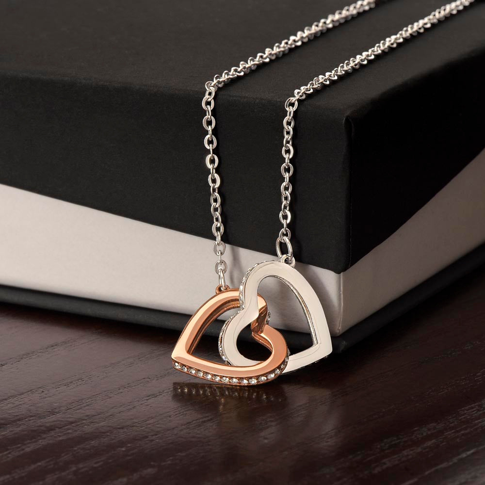 Interlocking Hearts Necklace – Rose Gold & Stainless Steel Finish