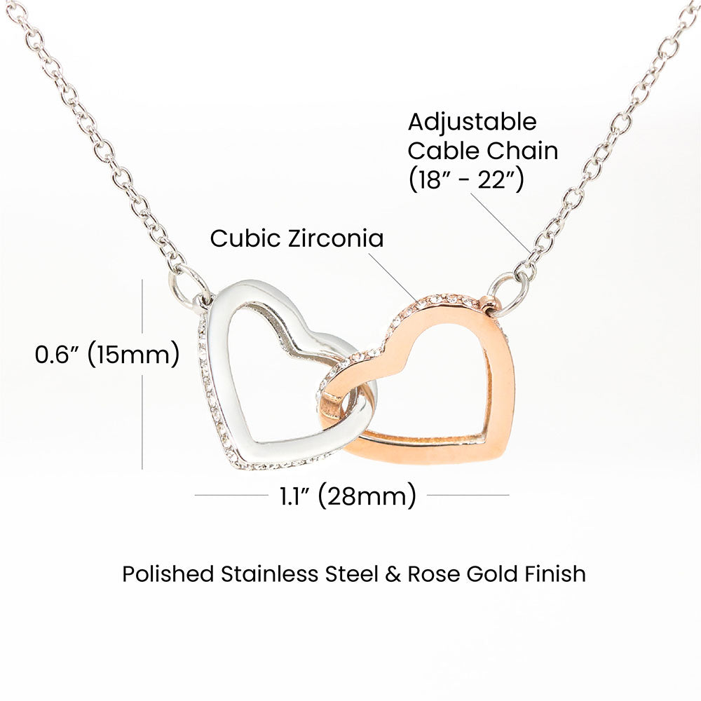 Interlocking Hearts Necklace – Rose Gold & Stainless Steel Finish