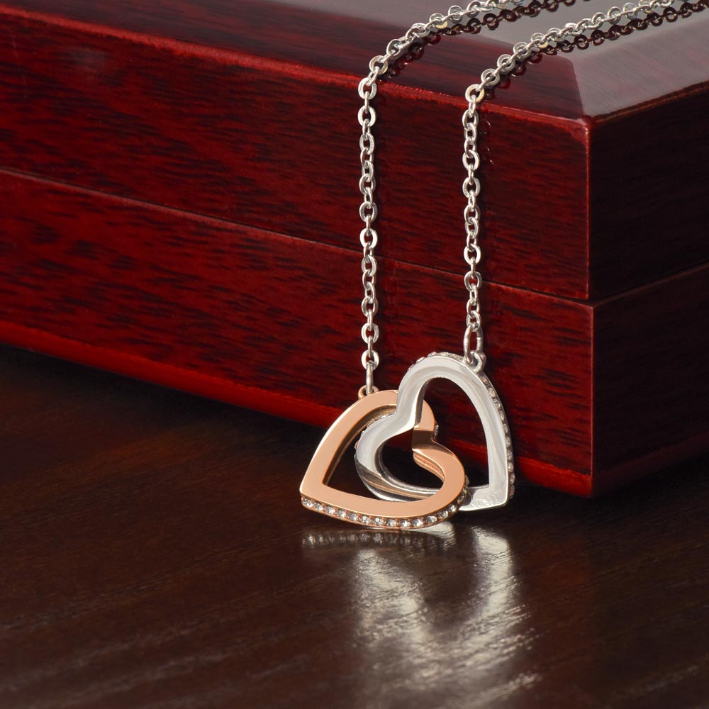 Interlocking Hearts Necklace – Rose Gold & Stainless Steel Finish