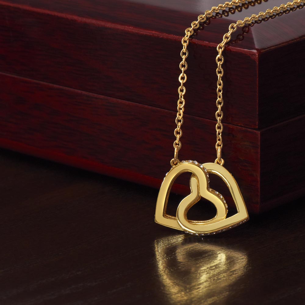 Interlocking Hearts Necklace – Rose Gold & Stainless Steel Finish