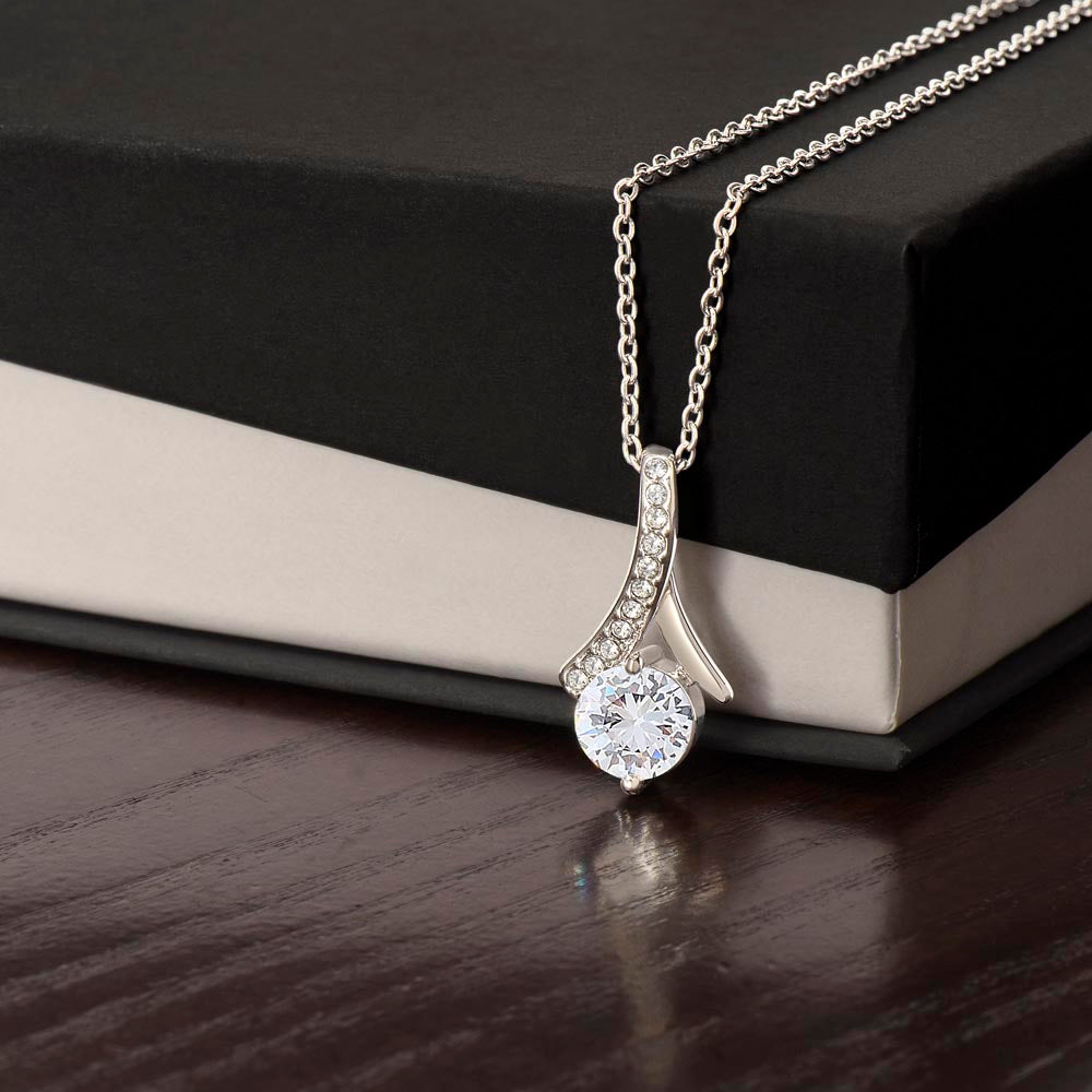 Swirl Drop Necklace – Gold Finish CZ Pendant with Gift Box