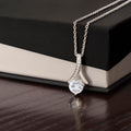Swirl Drop Necklace – Gold Finish CZ Pendant with Gift Box