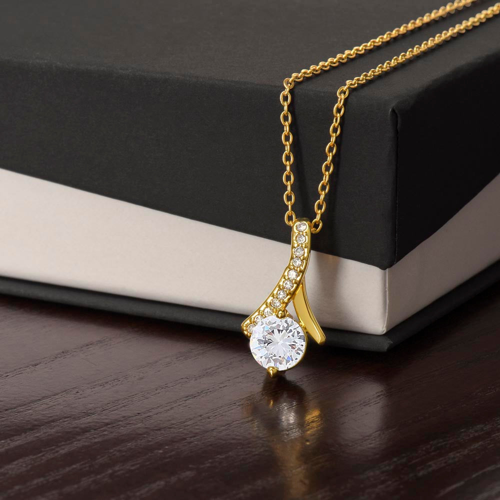 Swirl Drop Necklace – Gold Finish CZ Pendant with Gift Box