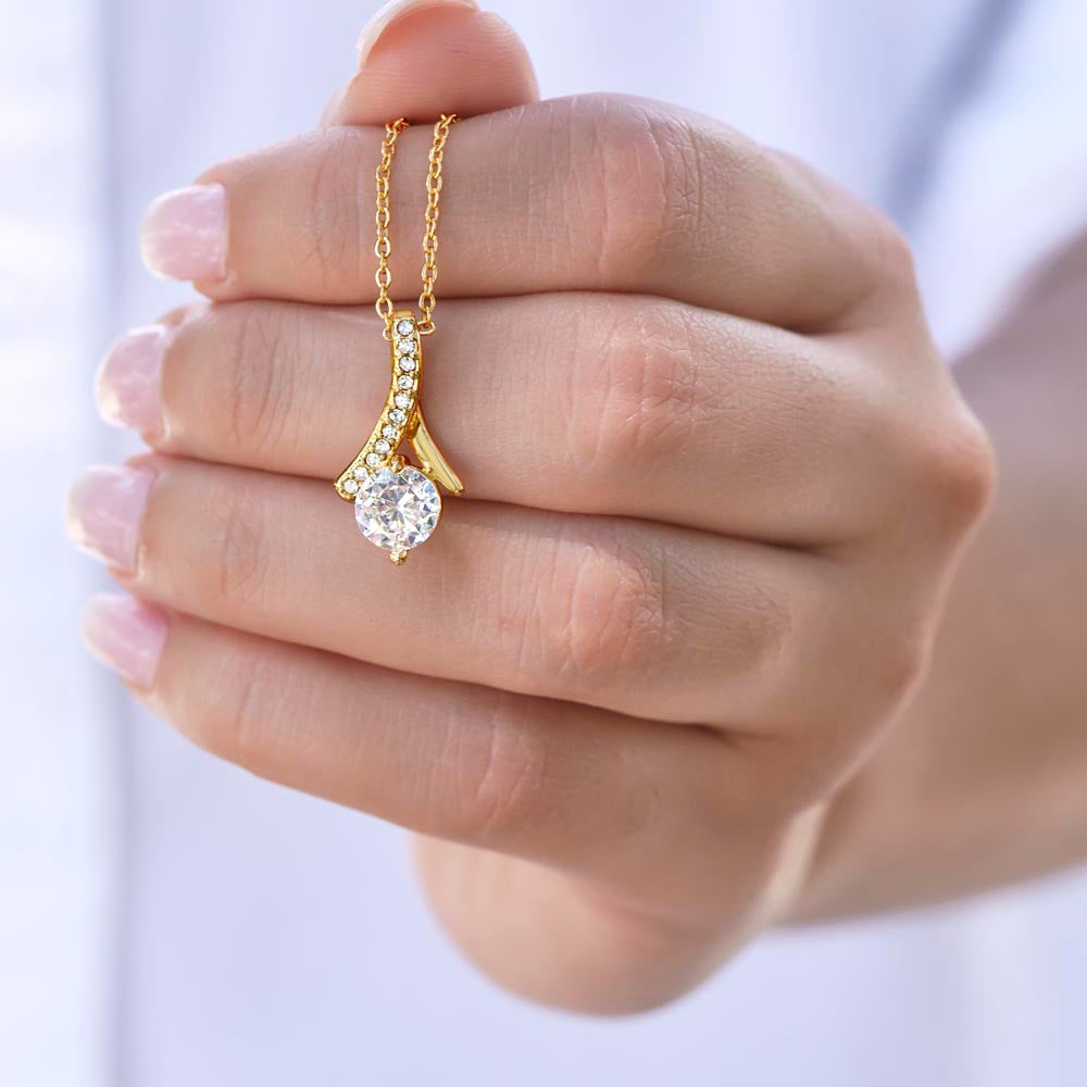 Swirl Drop Necklace – Gold Finish CZ Pendant with Gift Box