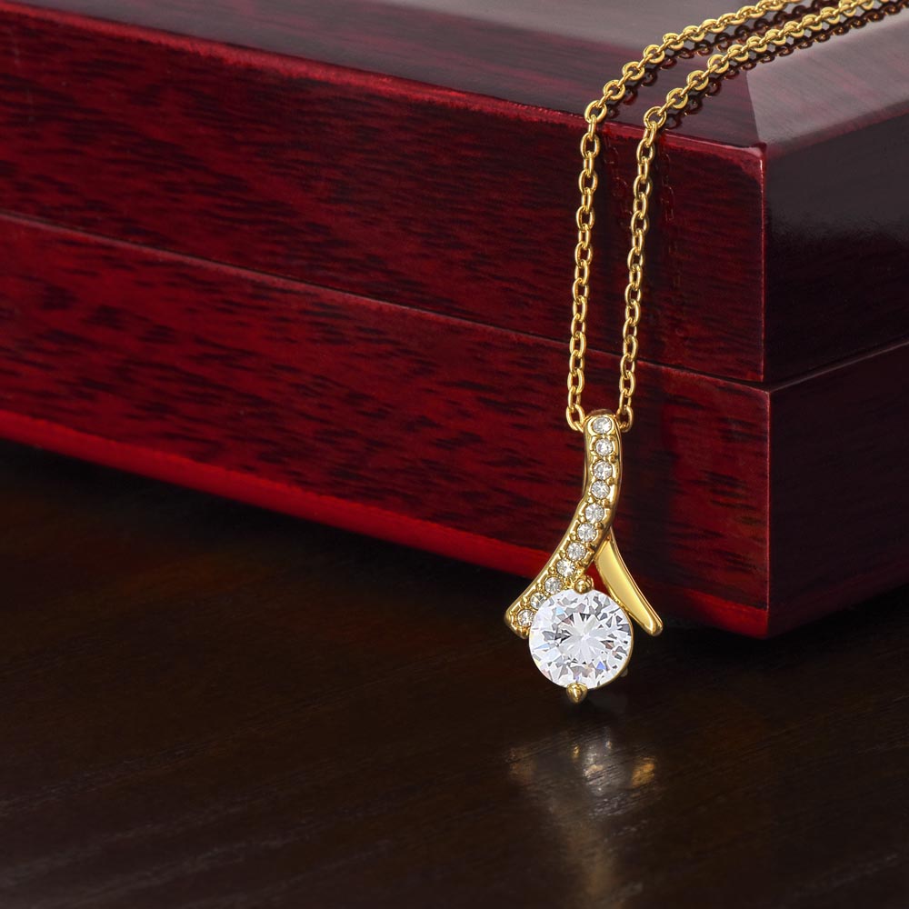 Swirl Drop Necklace – Gold Finish CZ Pendant with Gift Box