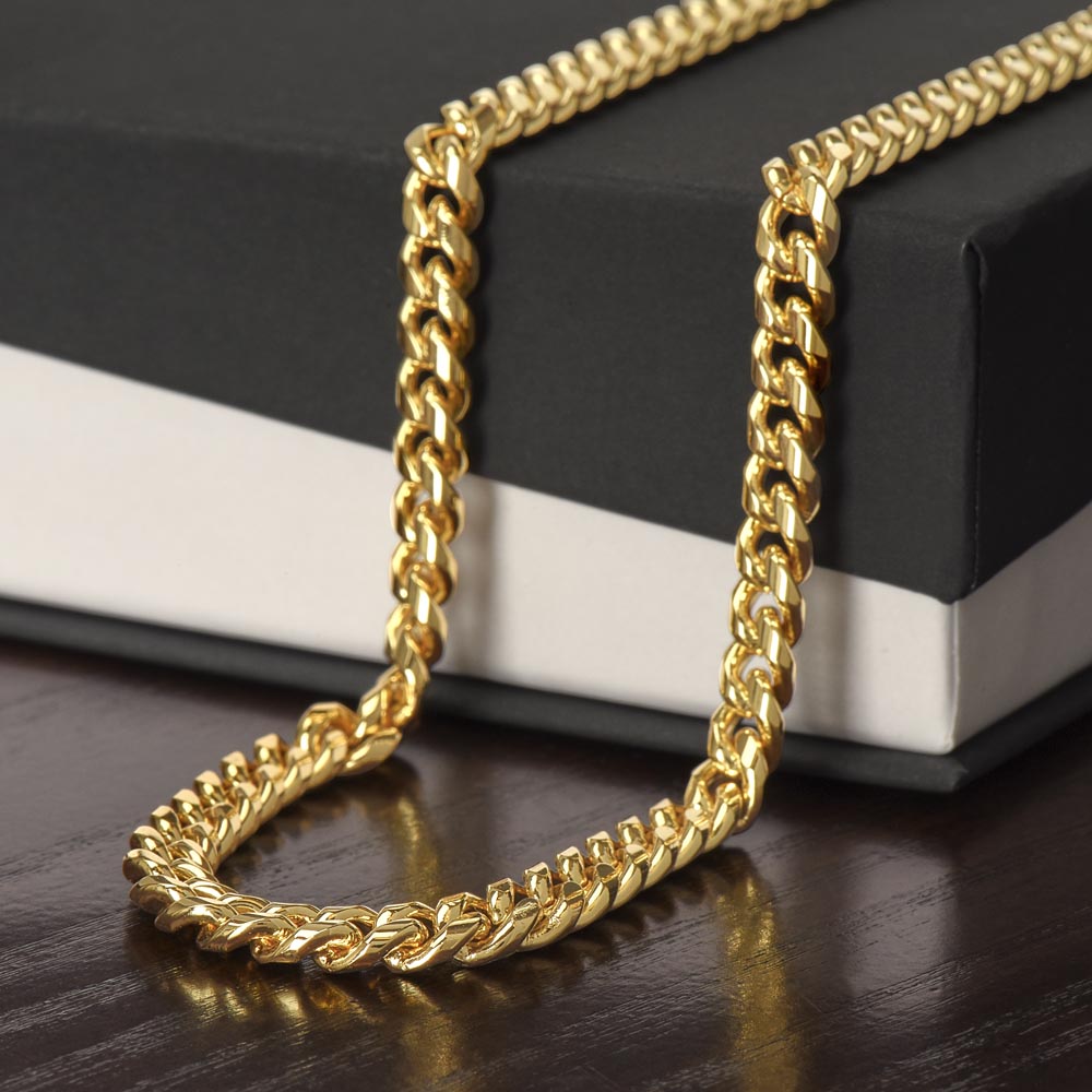 Men's Cuban Link Necklace – Gold Finish, Adjustable Chain, Gift Box