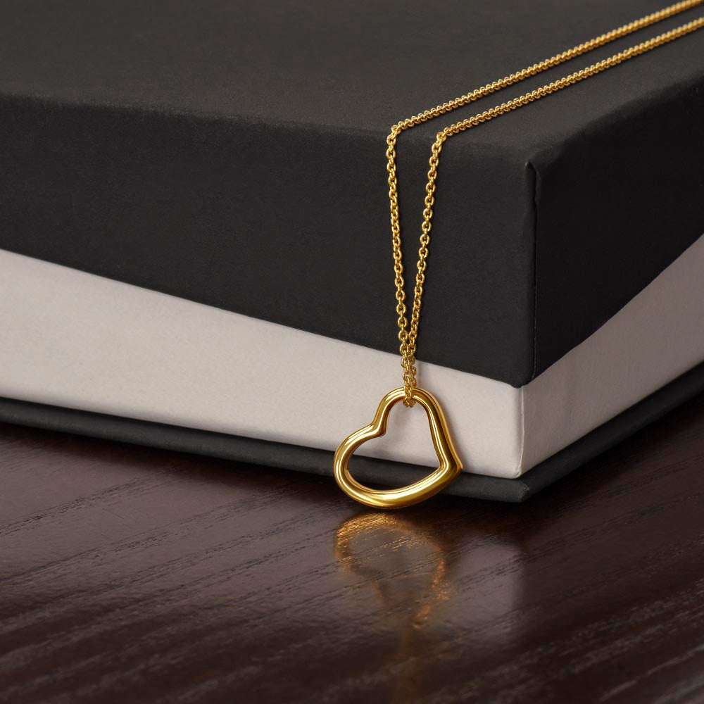 Open Heart Outline Necklace – Sterling Silver, Gold Finish