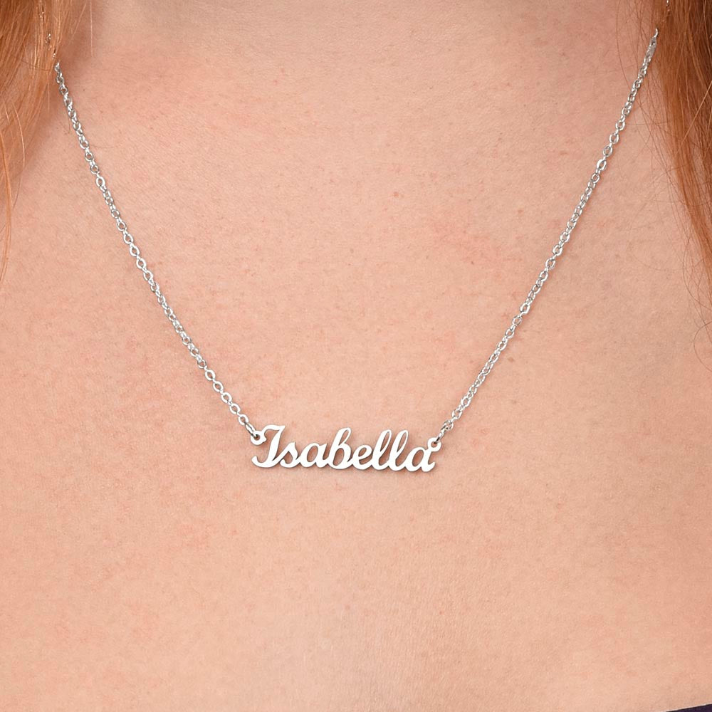 Custom Name Necklace – Personalized Cursive Nameplate Pendant, Stainless Steel or Gold