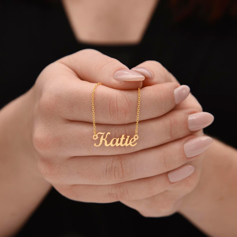 Custom Name Necklace – Personalized Cursive Nameplate Pendant, Stainless Steel or Gold